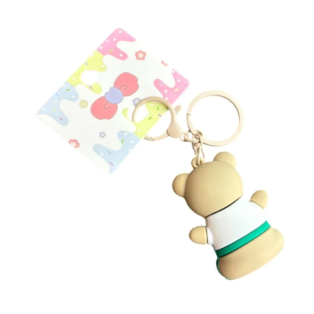 Starbucks Bear Key Chain Women's Green Tan Gold Silicone Charm 4